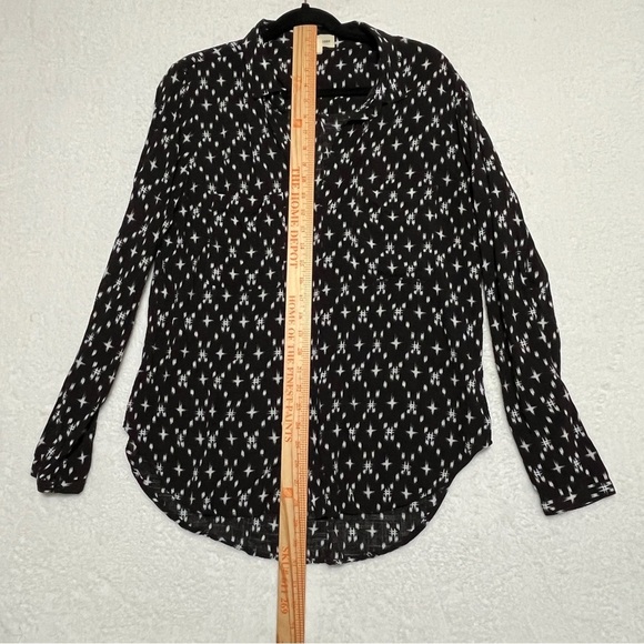Cloth & Stone Women's Blouse Top Kasuri Hipster Star Print Black White Large - Picture 14 of 14